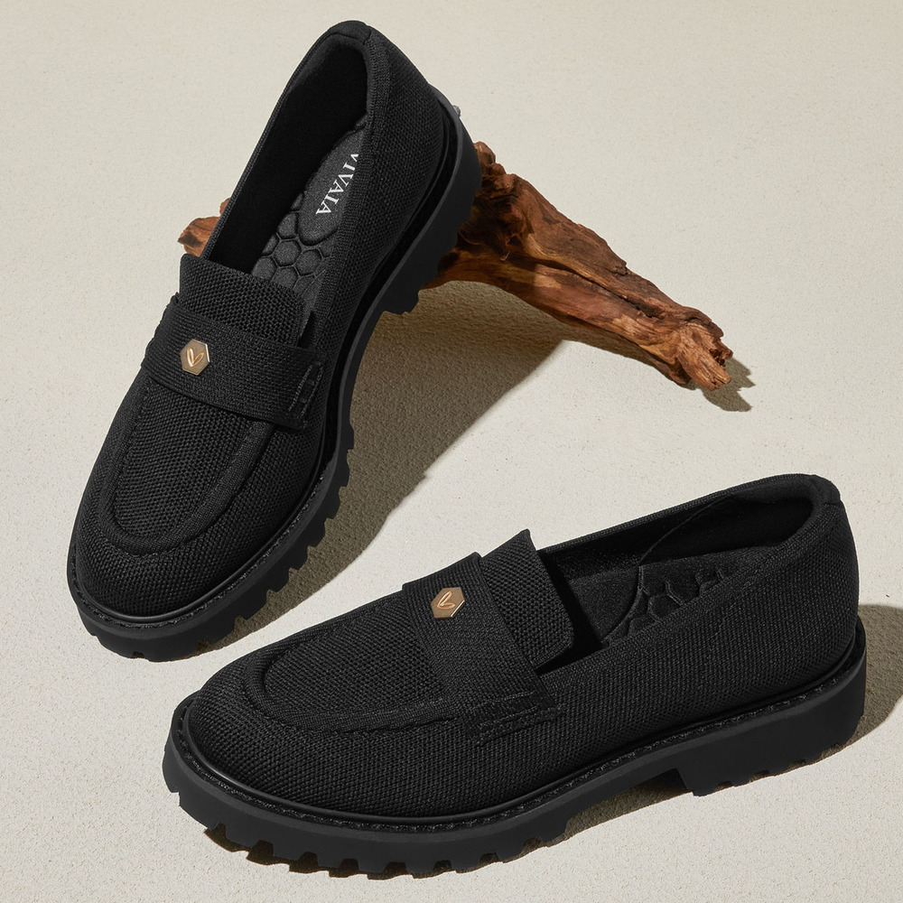 Vivaia Francesca Platform Chunky Heel Penny Minimalist Preppy Black Loafer 7